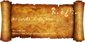 Kristóf Ákos névjegykártya